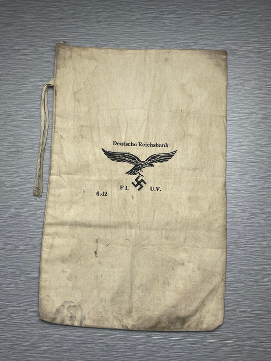 GERMAN WW2 1942 DEUTSCHE REICHSBANK LUFTWAFFE SERVICEMEN LARGE PAYROLL BAG RARE