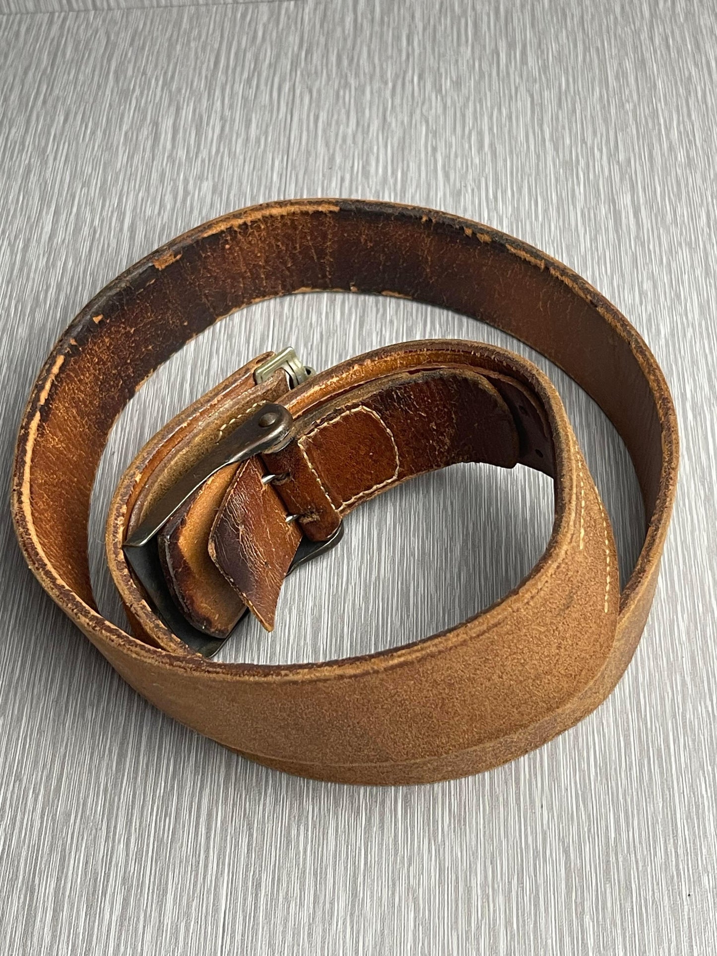 GERMAN WW2 LUFTWAFFE BROWN LEATHER BELT & BUCKLE KIA