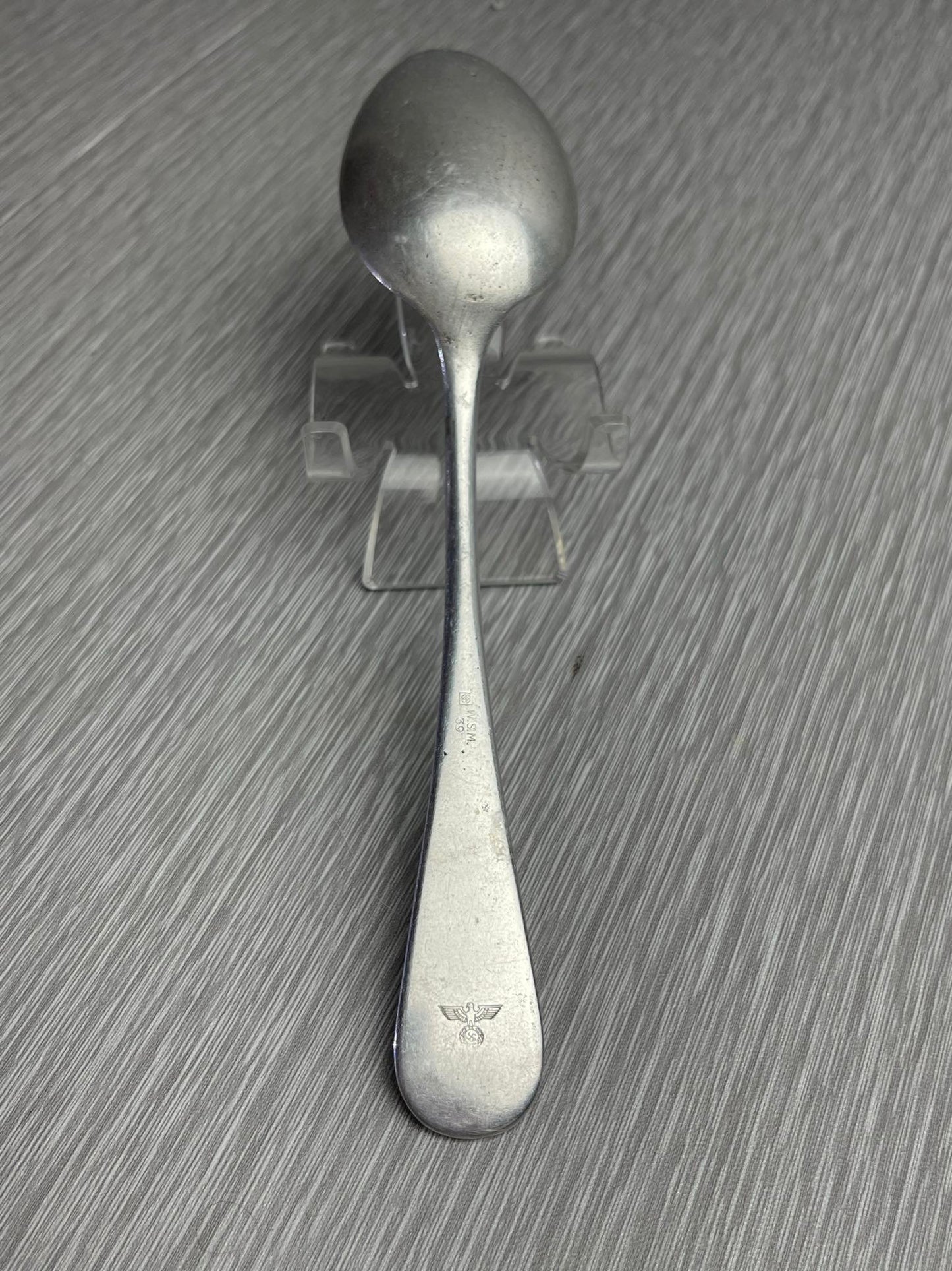 GERMAN WW2 HEER ALUMINUM TABLE SPOON MAKER & YEAR MARKED W.S.M. 39