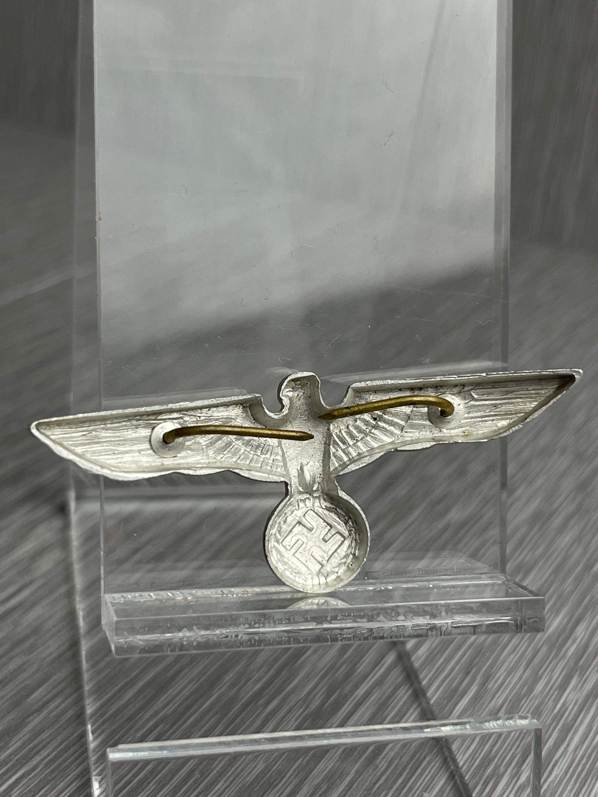 GERMAN WW2 HEER EM/NCO SILVERED ZINC VISOR/CAP EAGLE UNISSUED