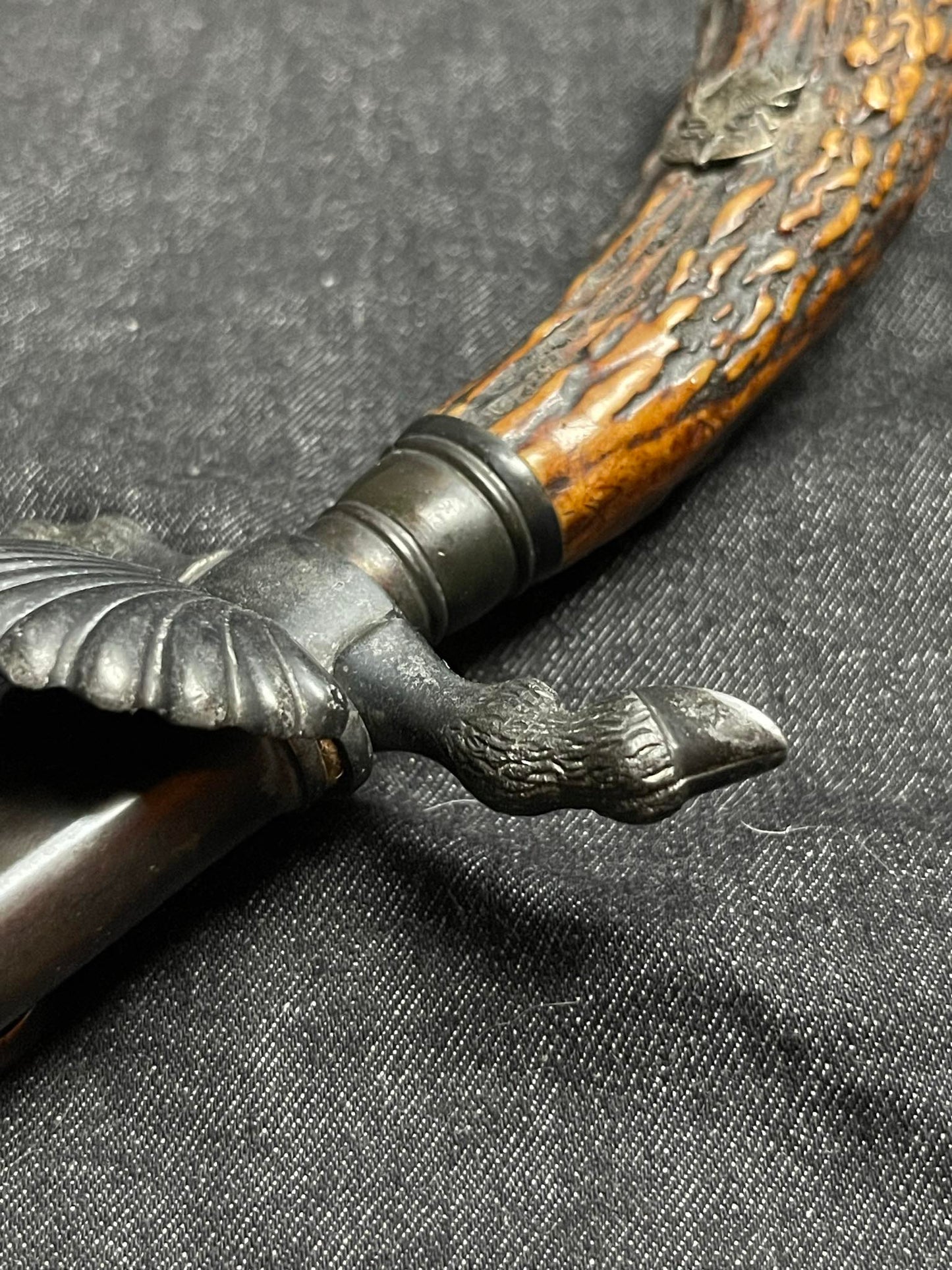 GERMAN WW2 NATIONAL HUNTING ASSOCIATION ‘DEUTSCHE JÄGERSCHAFT’ TRIPLE ETCHED HUNTING DAGGER W/ LEATHER SCABBARD