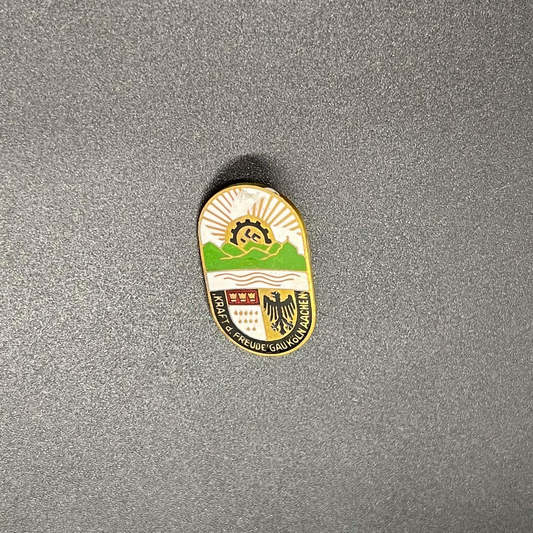 GERMAN WW2 KDF "NS GEMEINSCHAFT KRAFT DURCH FREUDE - STRENGTH THROUGH JOY” GAU KÖLN BADGE/PIN