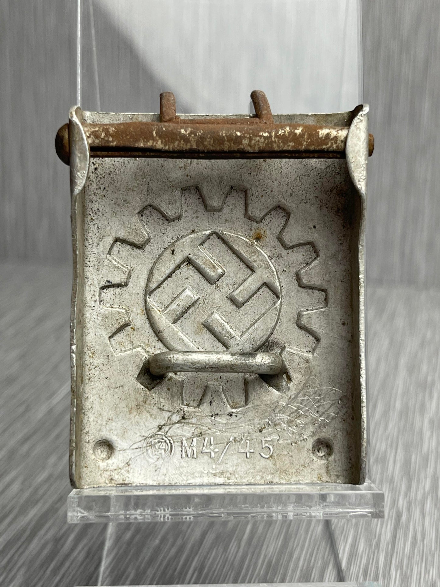 GERMAN WW2 DAF 'DEUTSCHE ARBEITSFRONT' FIELD GREY PAINTED BUCKLE RZM M4/45