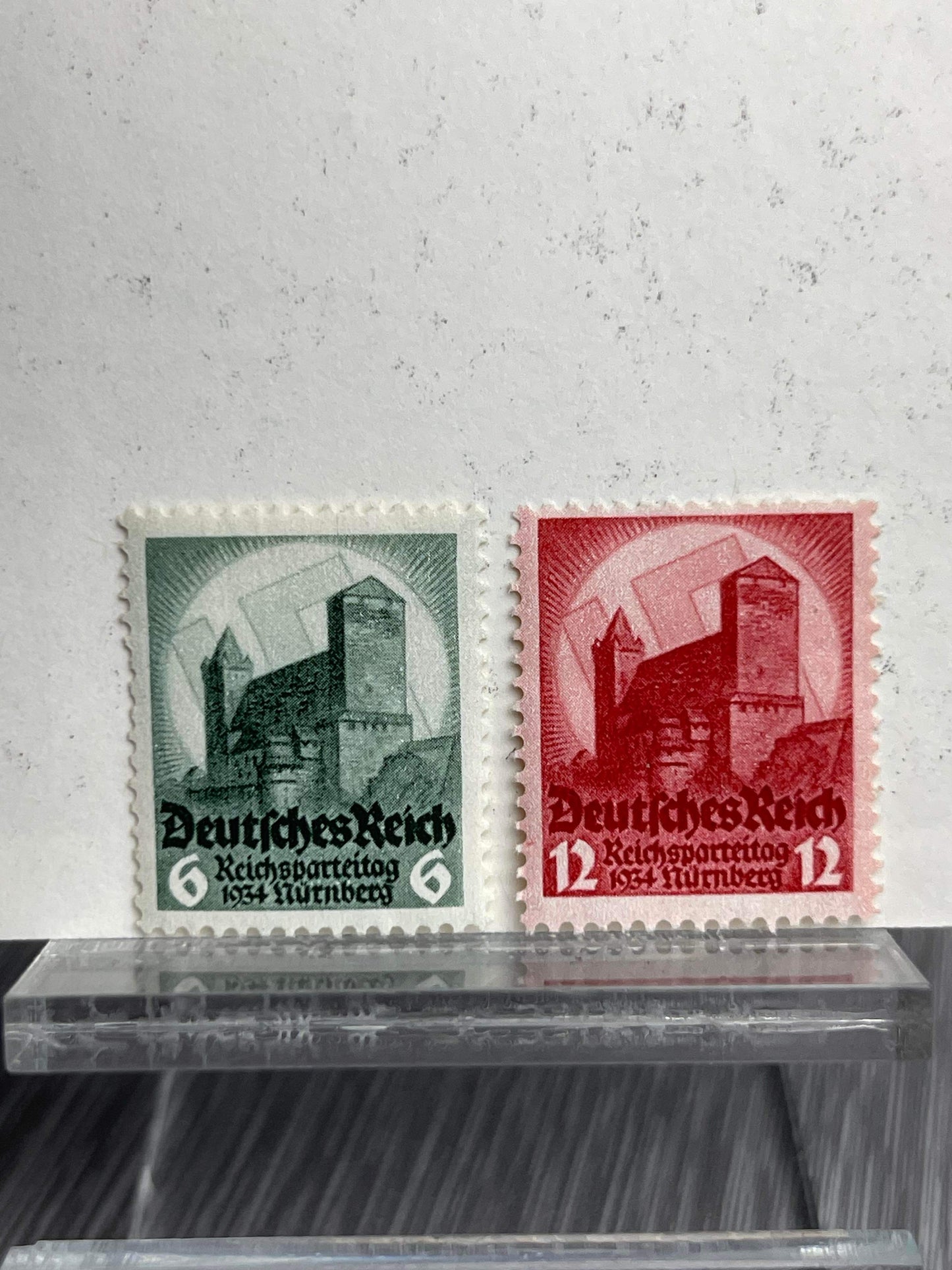 GERMAN WW2 1934 REICHSPARTEITAG NÜRNBERG 6PF & 12PF STAMP LOT