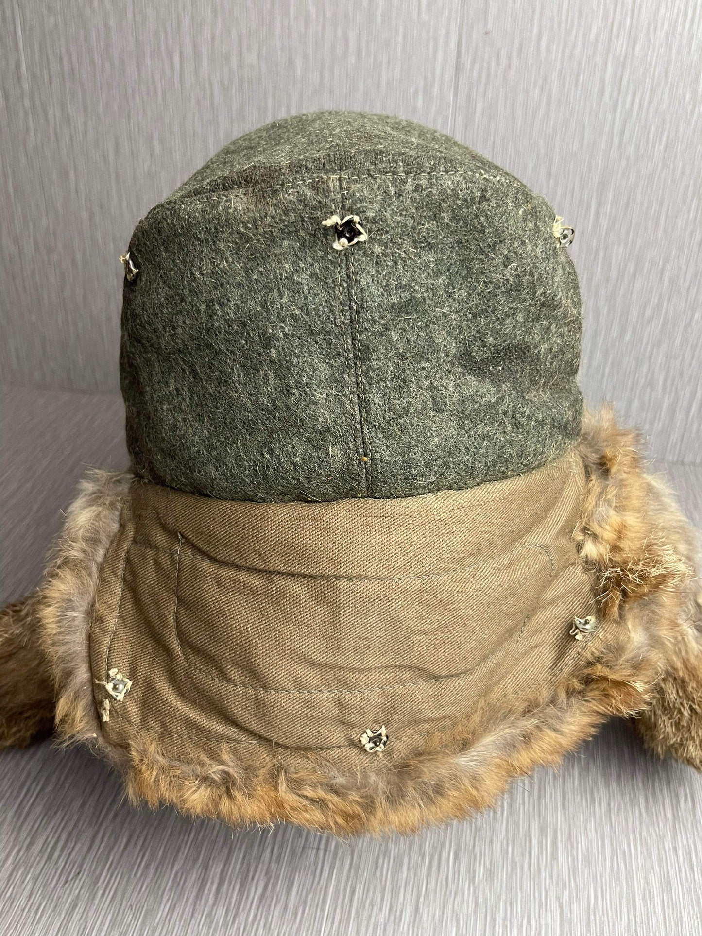 GERMAN WW2 1943 HEER EM/NCO WINTER RABBIT FUR HAT RBNR MARKED