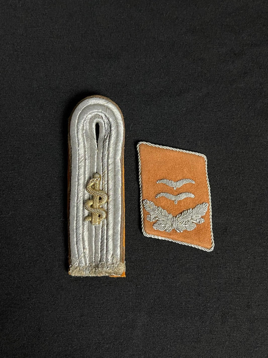 GERMAN WW2 FELDPOLIZEI LEUTNANT SINGLE SHOULDER BOARD & LUFTWAFFE SIGNALS OBERLEUTNANT COLLAR TAB