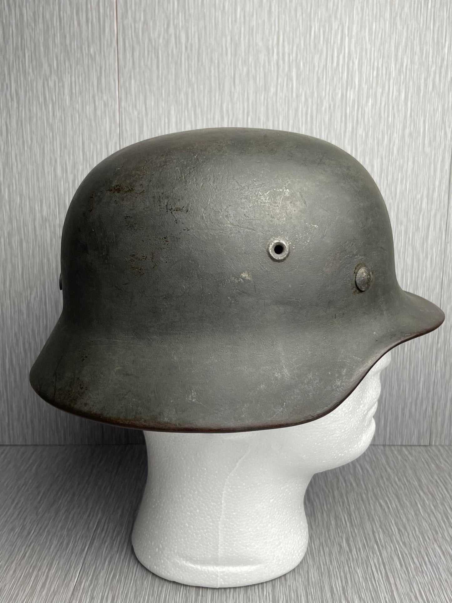 GERMAN WW2 KRIEGSMARINE M40 COMBAT HELMET SHIP GREY CAMO OVERPAINT EF64 NAMED