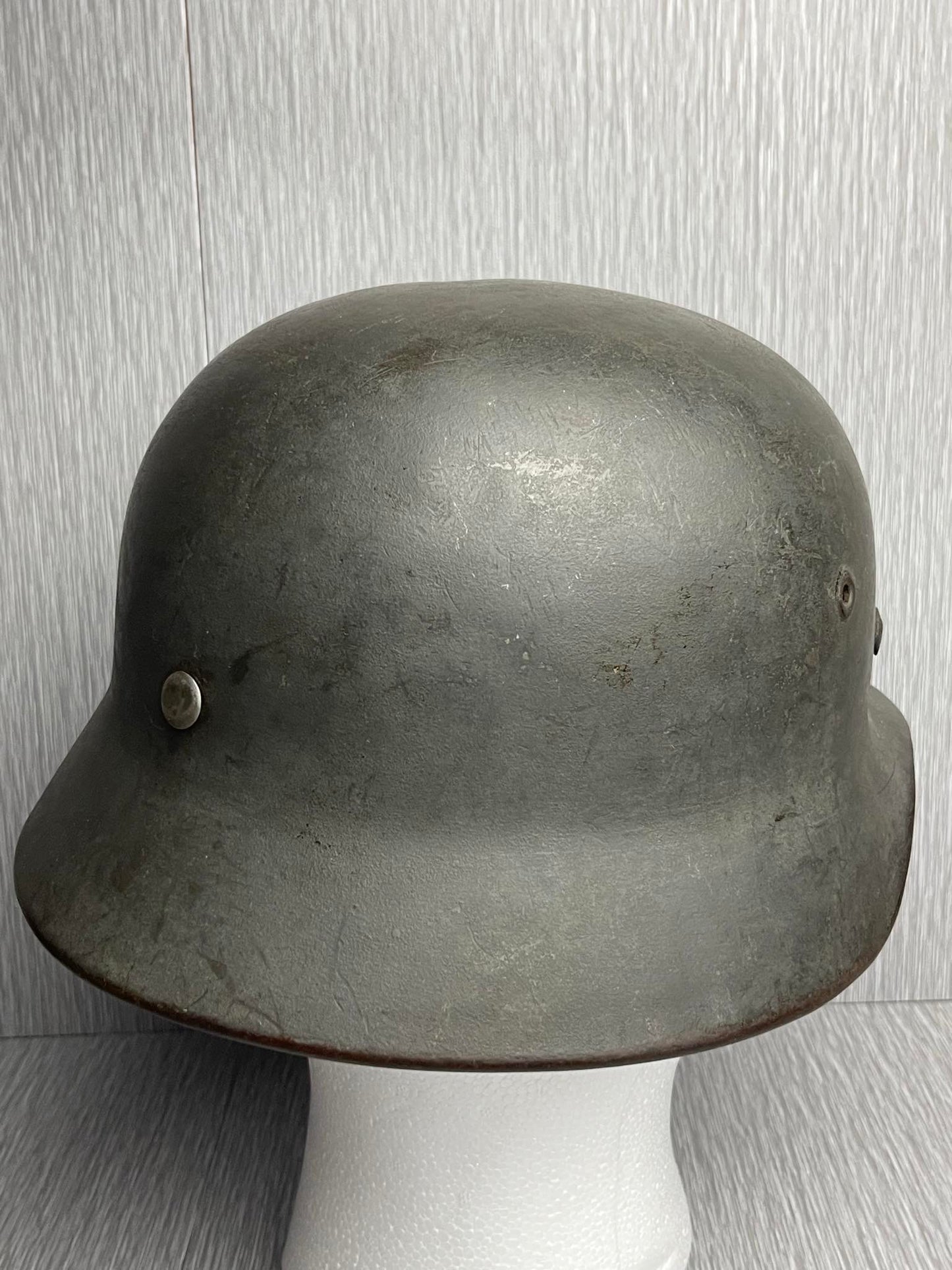 GERMAN WW2 KRIEGSMARINE M40 COMBAT HELMET SHIP GREY CAMO OVERPAINT EF64 NAMED