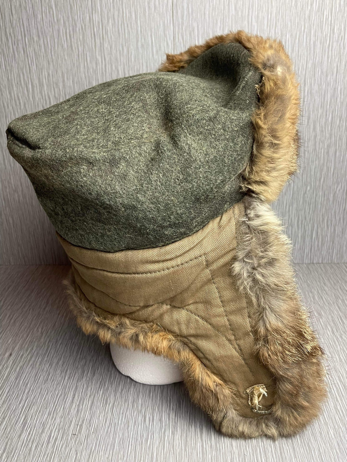 GERMAN WW2 1943 HEER EM/NCO WINTER RABBIT FUR HAT RBNR MARKED