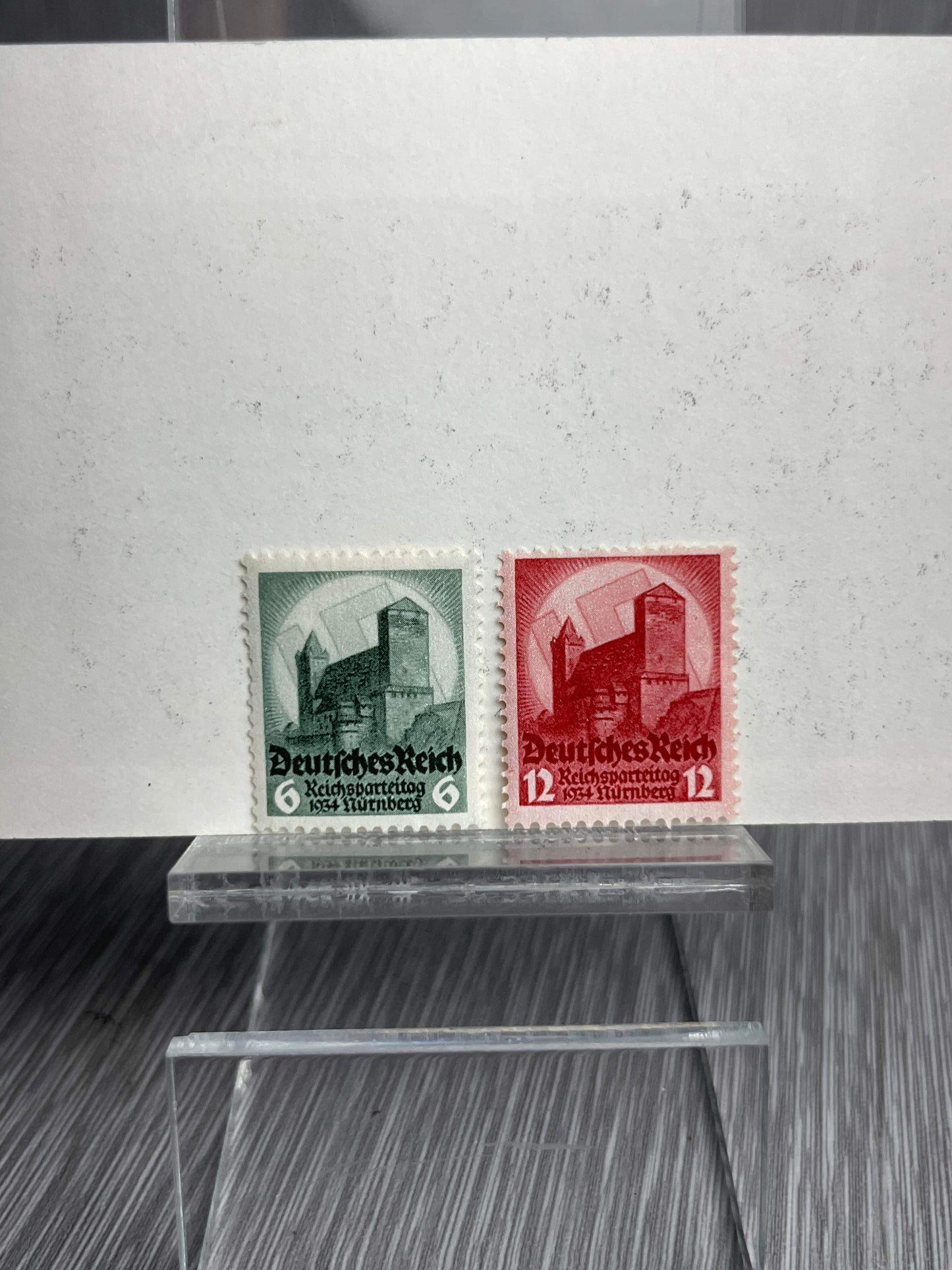 GERMAN WW2 1934 REICHSPARTEITAG NÜRNBERG 6PF & 12PF STAMP LOT