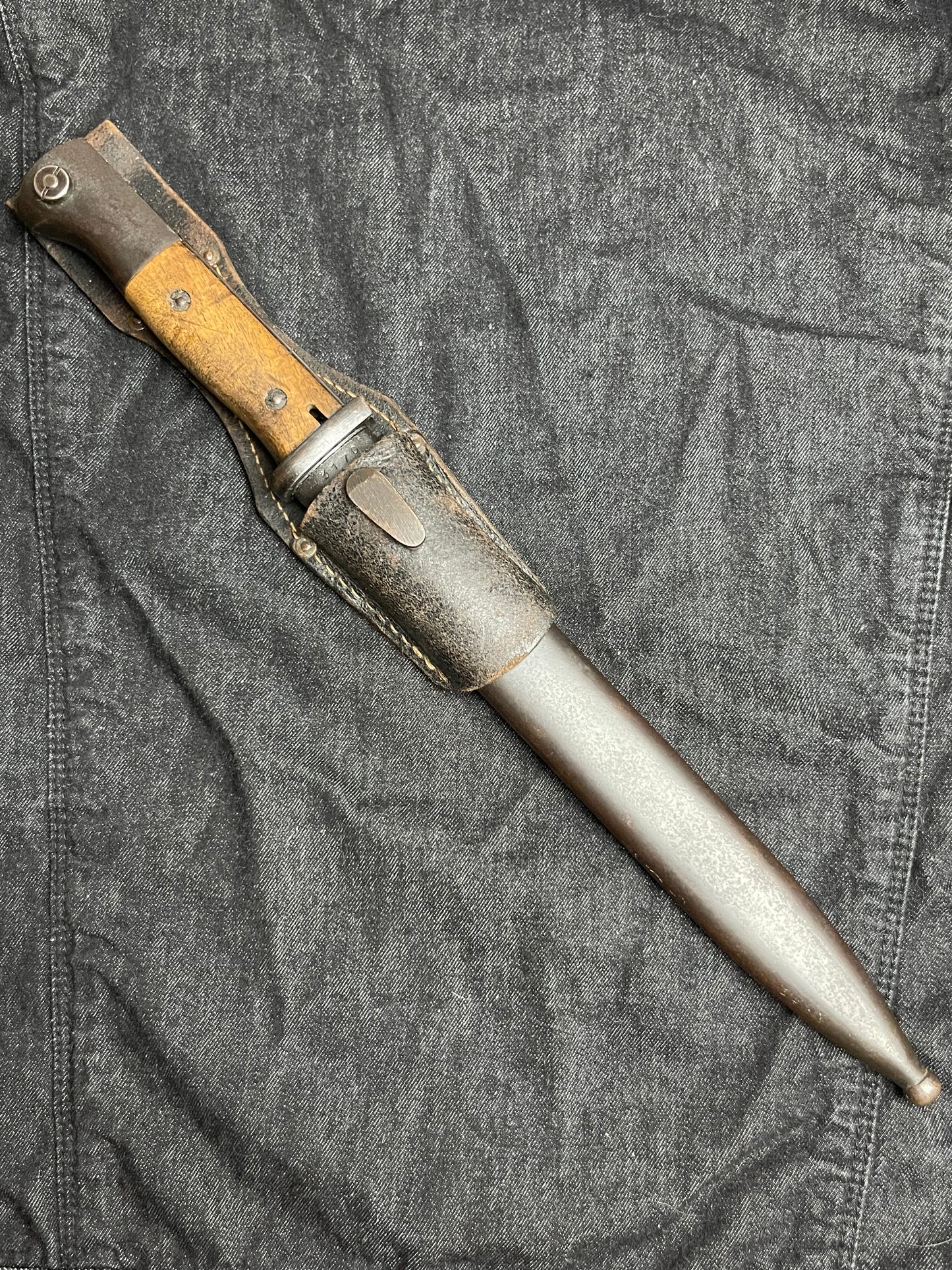 GERMAN WW2 1943 S84/98 III PATTERN MATCHING COMBAT BAYONET BY COPPEL W/ RBNR 43 FROG