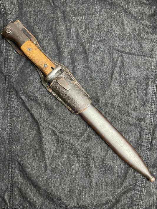 GERMAN WW2 1943 S84/98 III PATTERN MATCHING COMBAT BAYONET BY COPPEL W/ RBNR 43 FROG