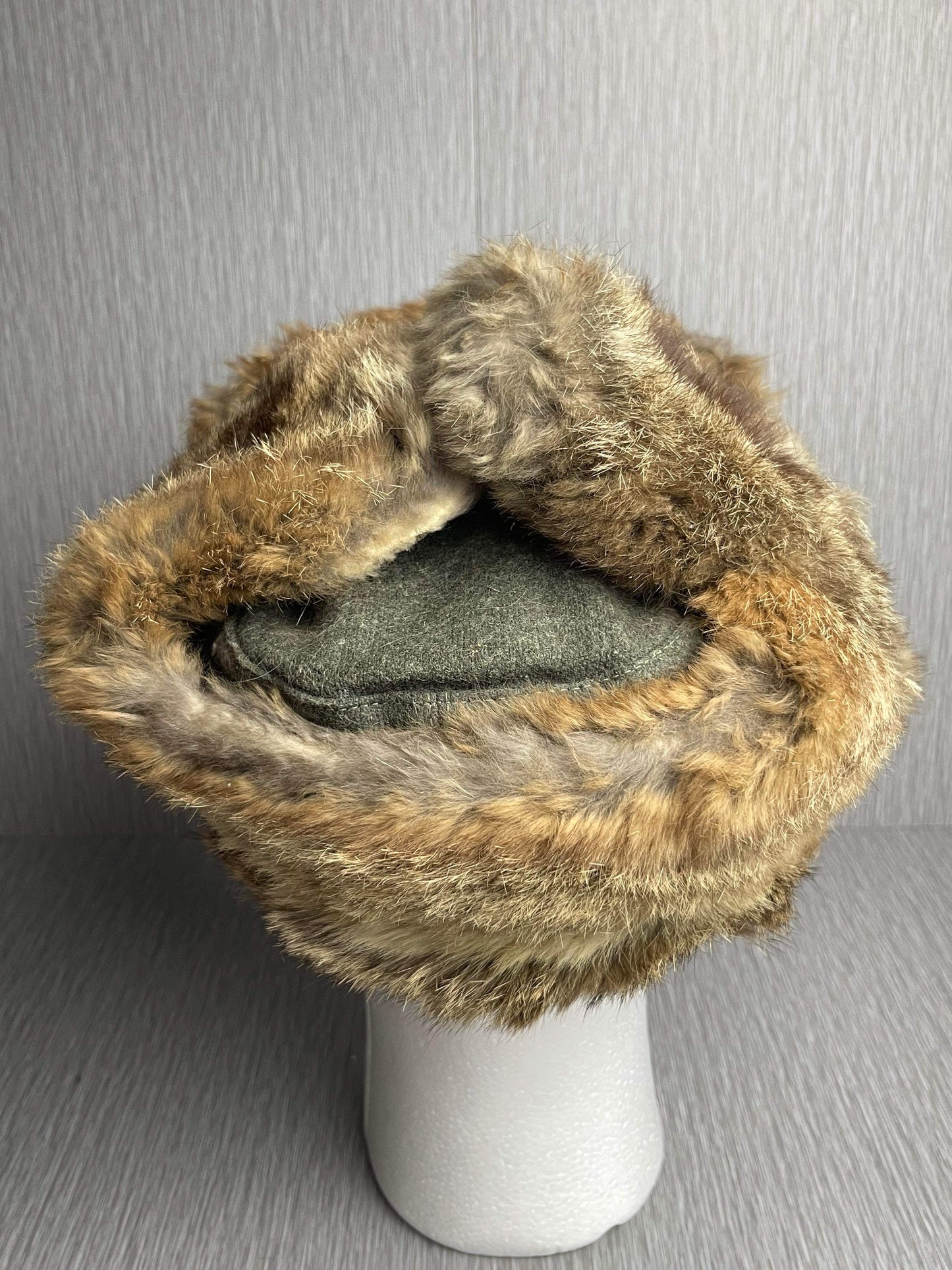 GERMAN WW2 1943 HEER EM/NCO WINTER RABBIT FUR HAT RBNR MARKED