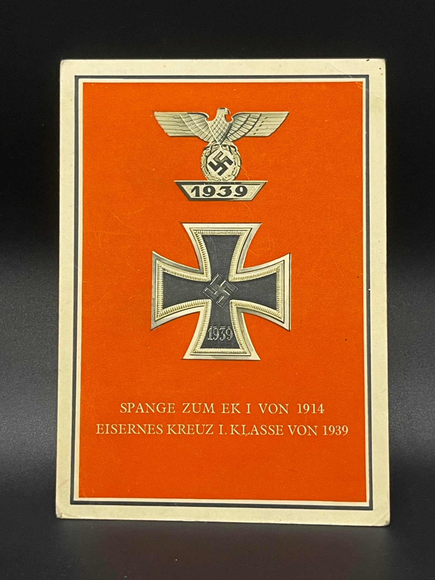 GERMAN WW2 1939 IRON CROSS FIRST CLASS WITH THE CLASP TO THE IRON CROSS POSTCARD