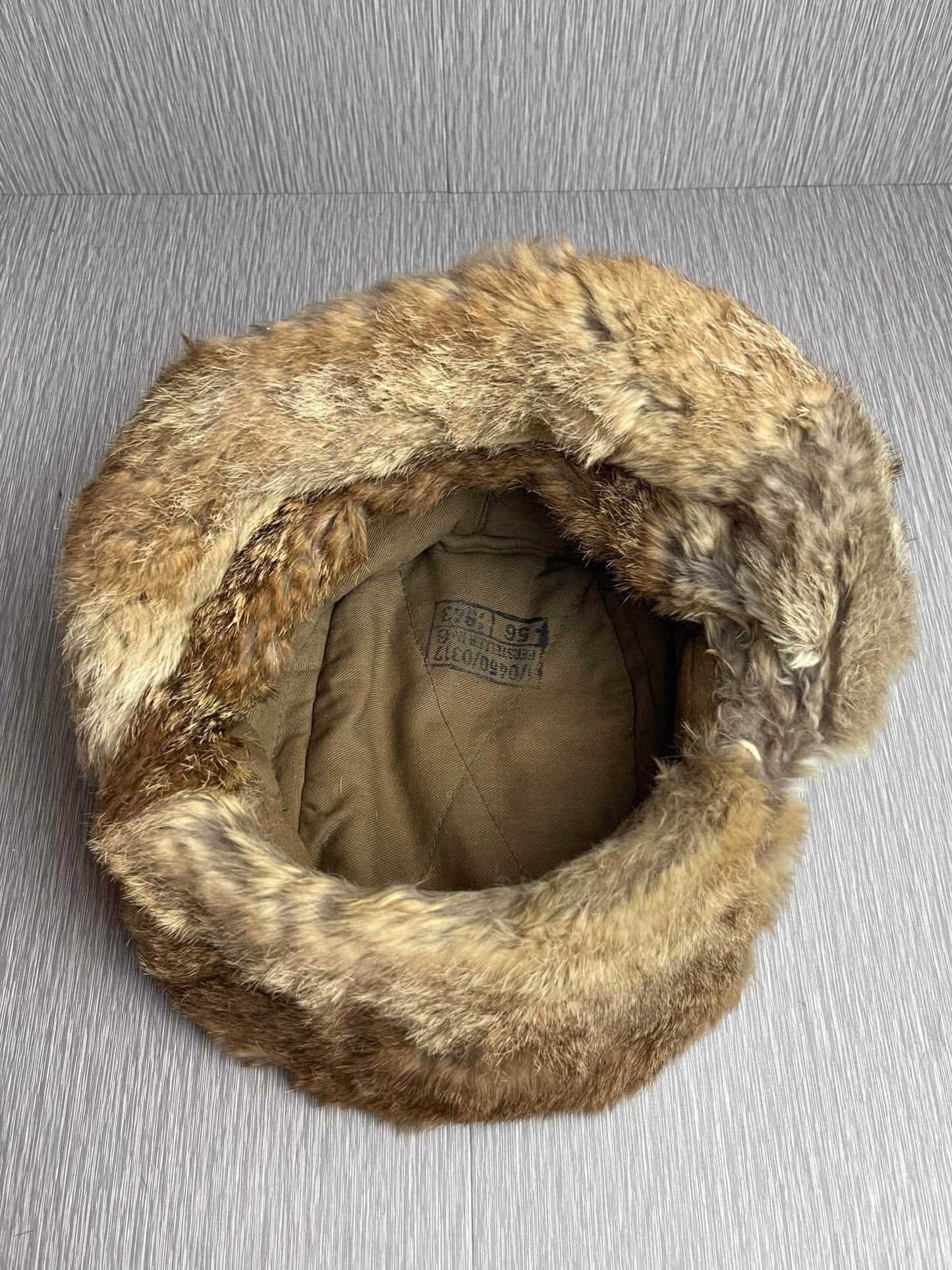 GERMAN WW2 1943 HEER EM/NCO WINTER RABBIT FUR HAT RBNR MARKED