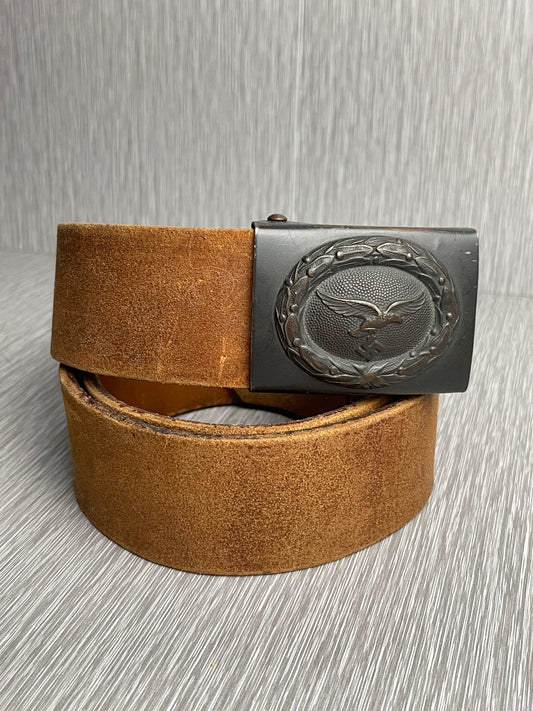 GERMAN WW2 LUFTWAFFE BROWN LEATHER BELT & BUCKLE KIA