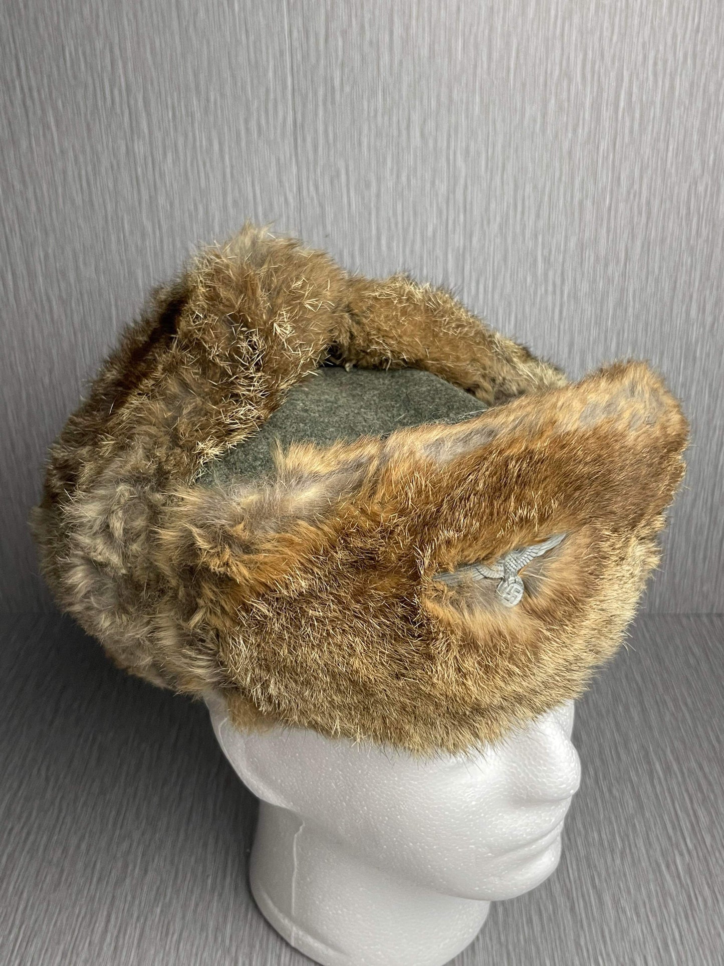 GERMAN WW2 1943 HEER EM/NCO WINTER RABBIT FUR HAT RBNR MARKED