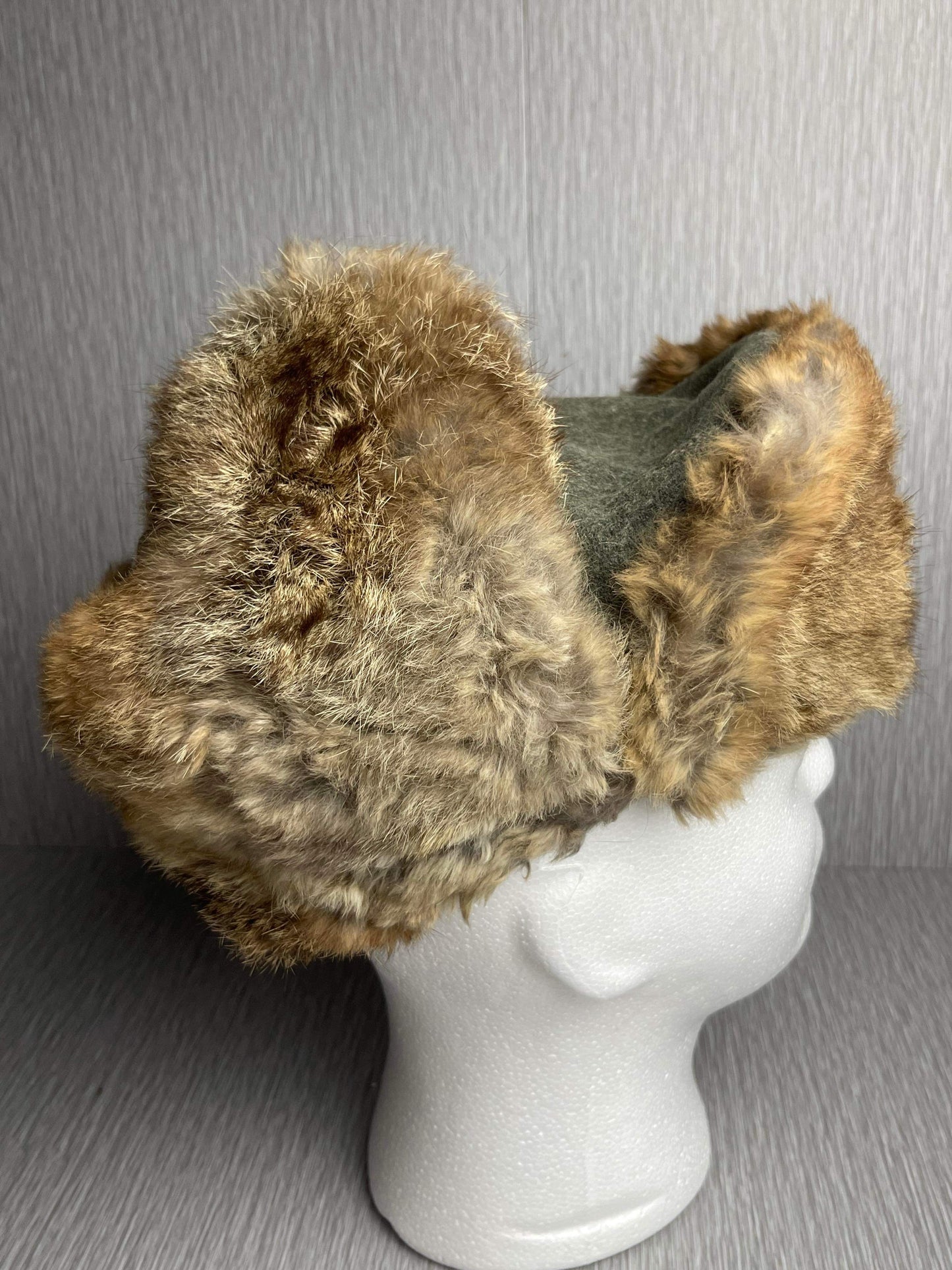 GERMAN WW2 1943 HEER EM/NCO WINTER RABBIT FUR HAT RBNR MARKED