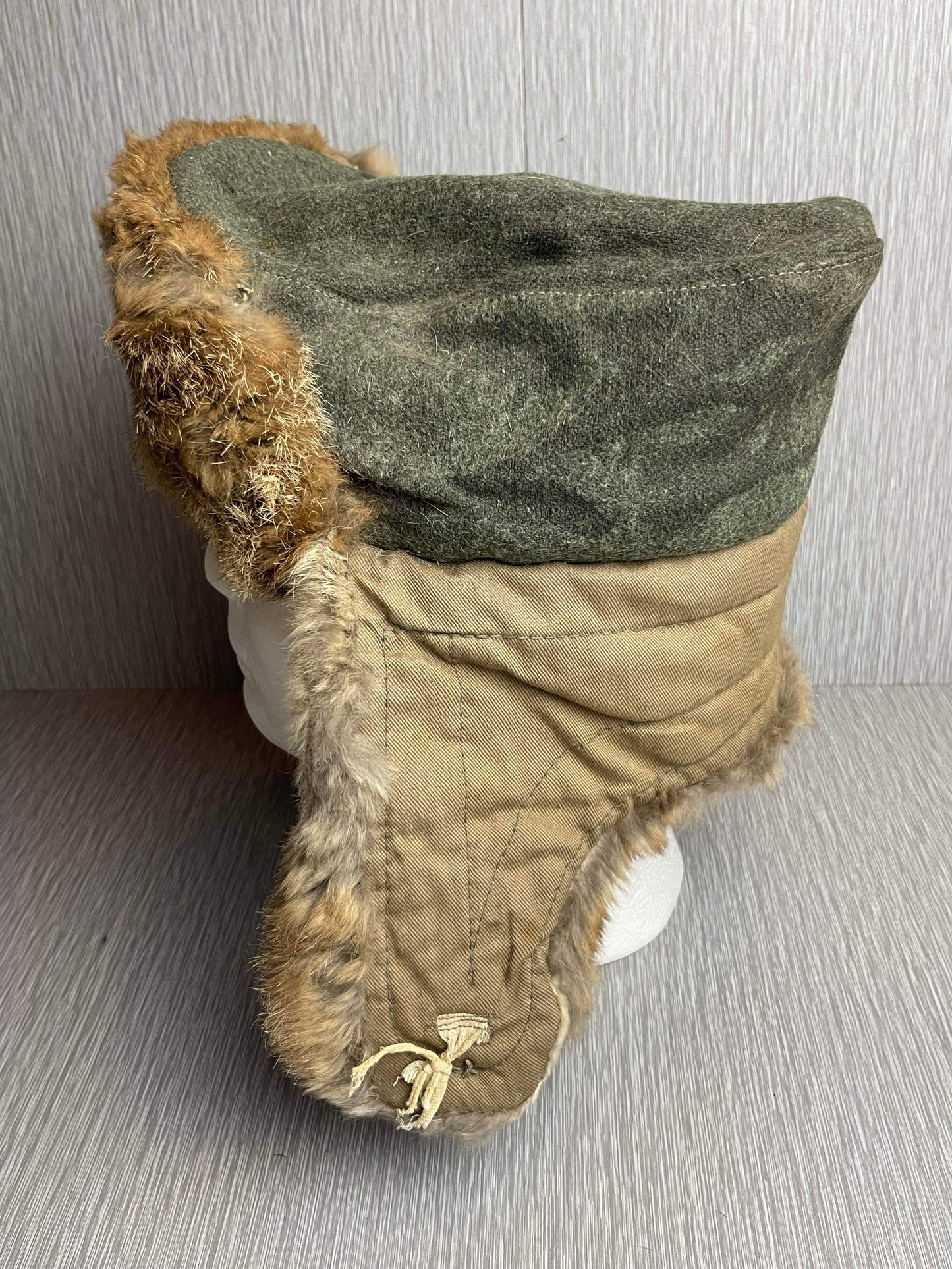 GERMAN WW2 1943 HEER EM/NCO WINTER RABBIT FUR HAT RBNR MARKED