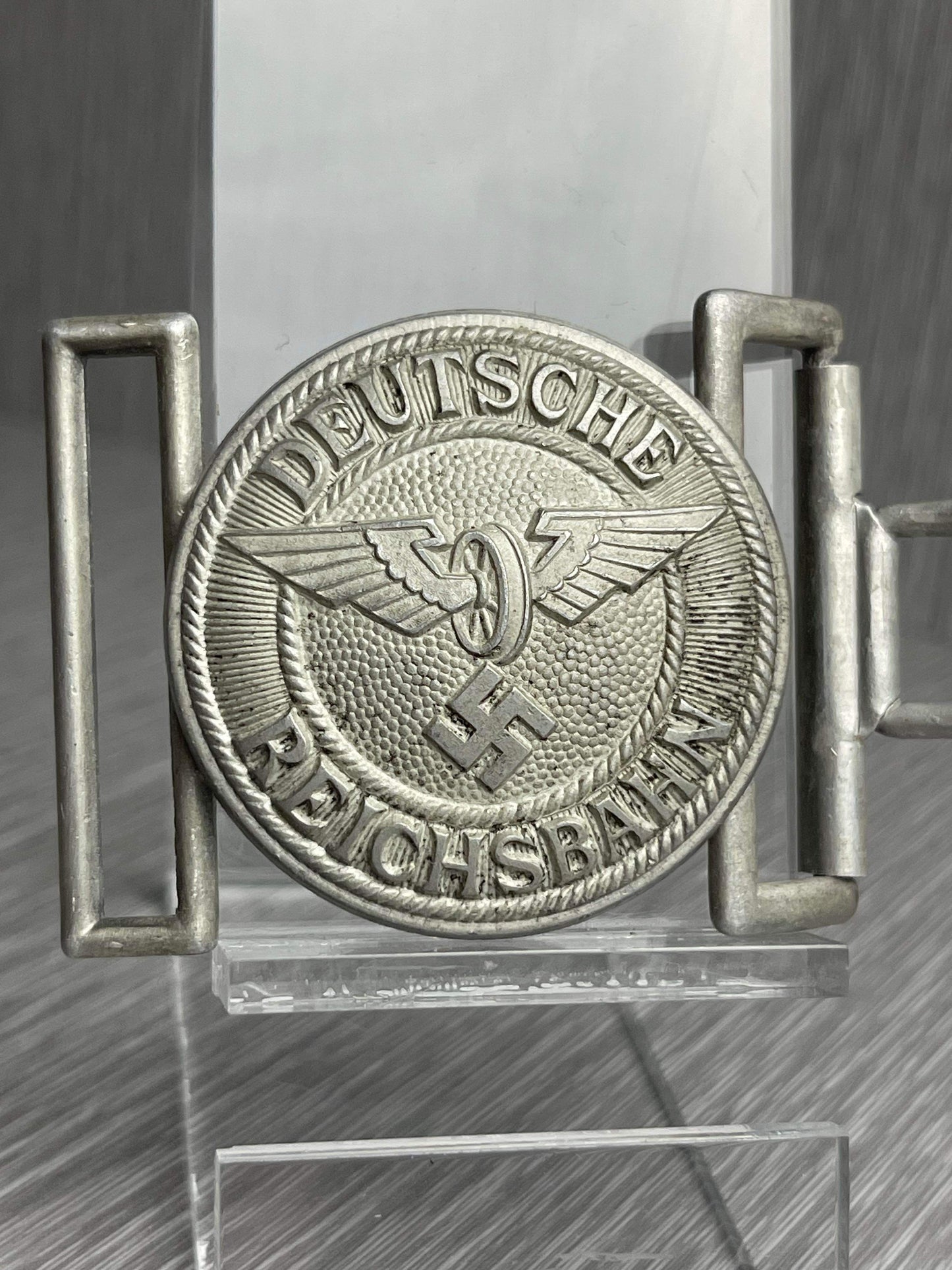 GERMAN WW2 DEUTSCHE REICHSBAHN BAHNSCHUTZ POLIZEI LEADER'S BUCKLE BY ASSMAN