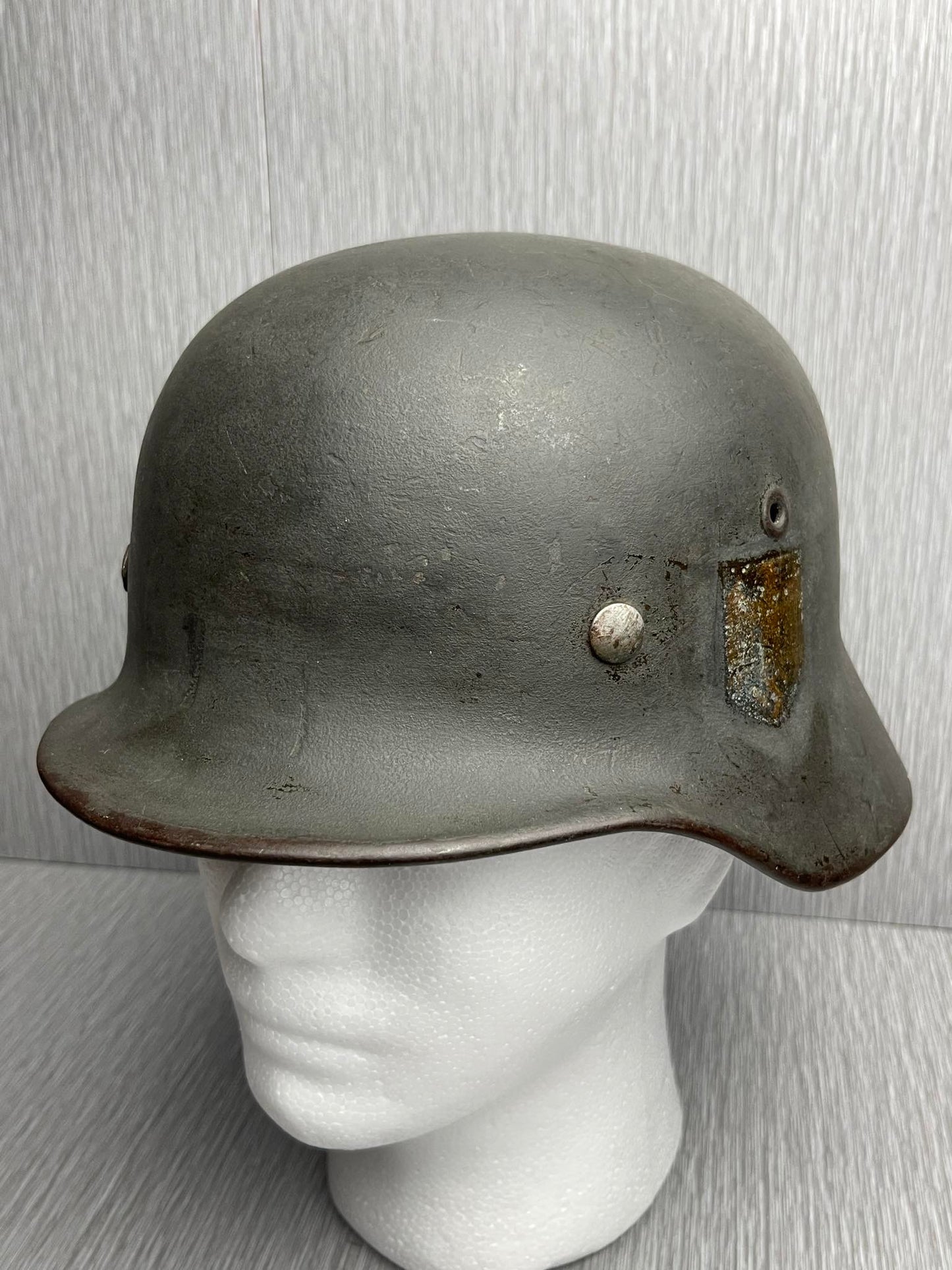 GERMAN WW2 KRIEGSMARINE M40 COMBAT HELMET SHIP GREY CAMO OVERPAINT EF64 NAMED