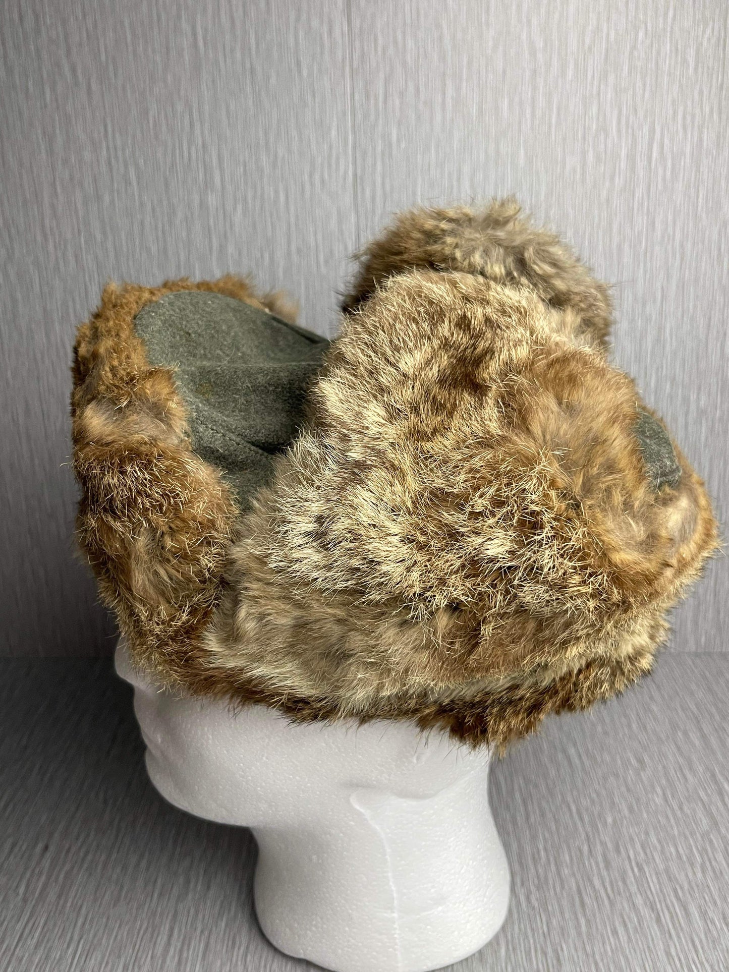 GERMAN WW2 1943 HEER EM/NCO WINTER RABBIT FUR HAT RBNR MARKED