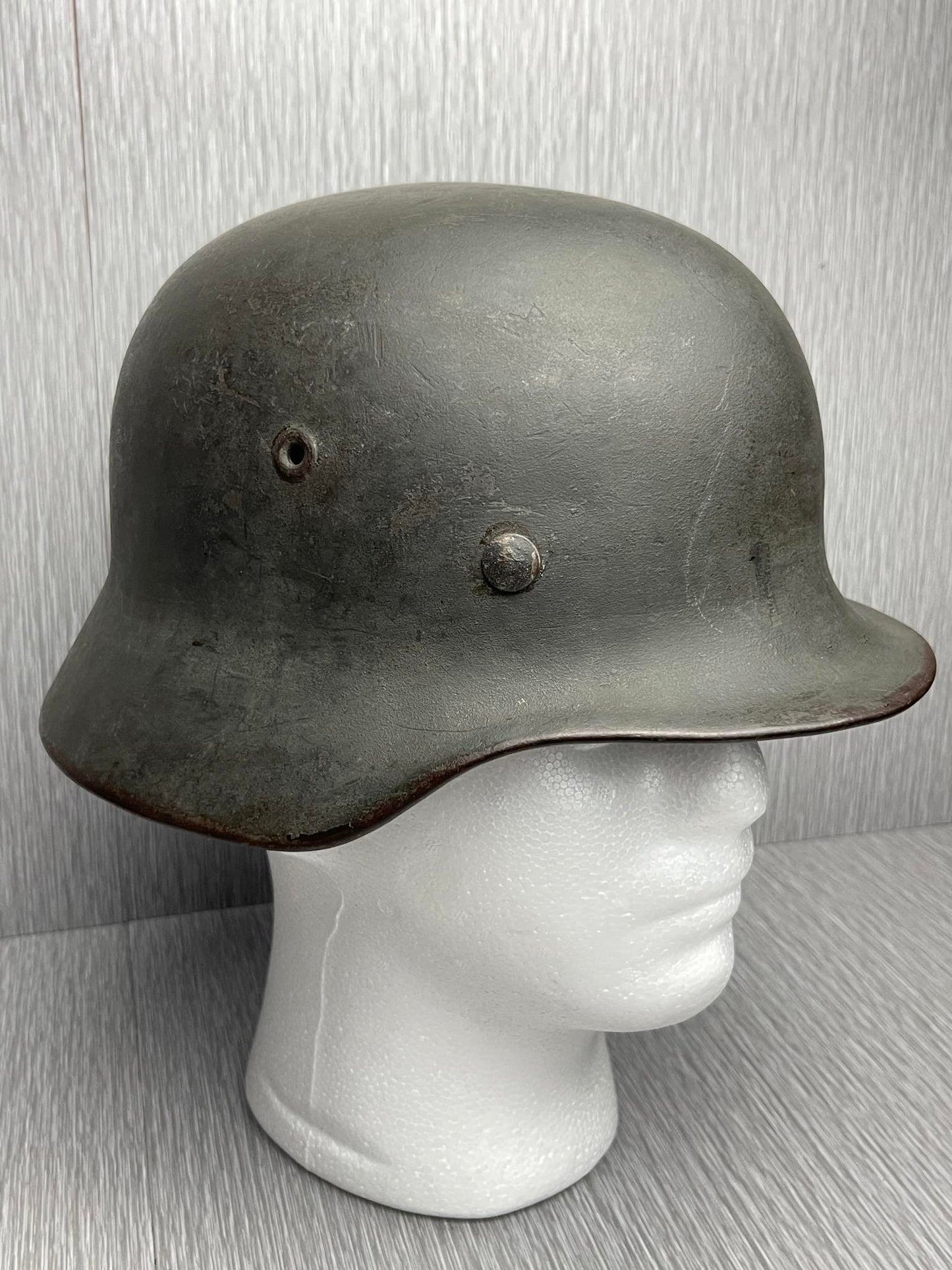 GERMAN WW2 KRIEGSMARINE M40 COMBAT HELMET SHIP GREY CAMO OVERPAINT EF64 NAMED