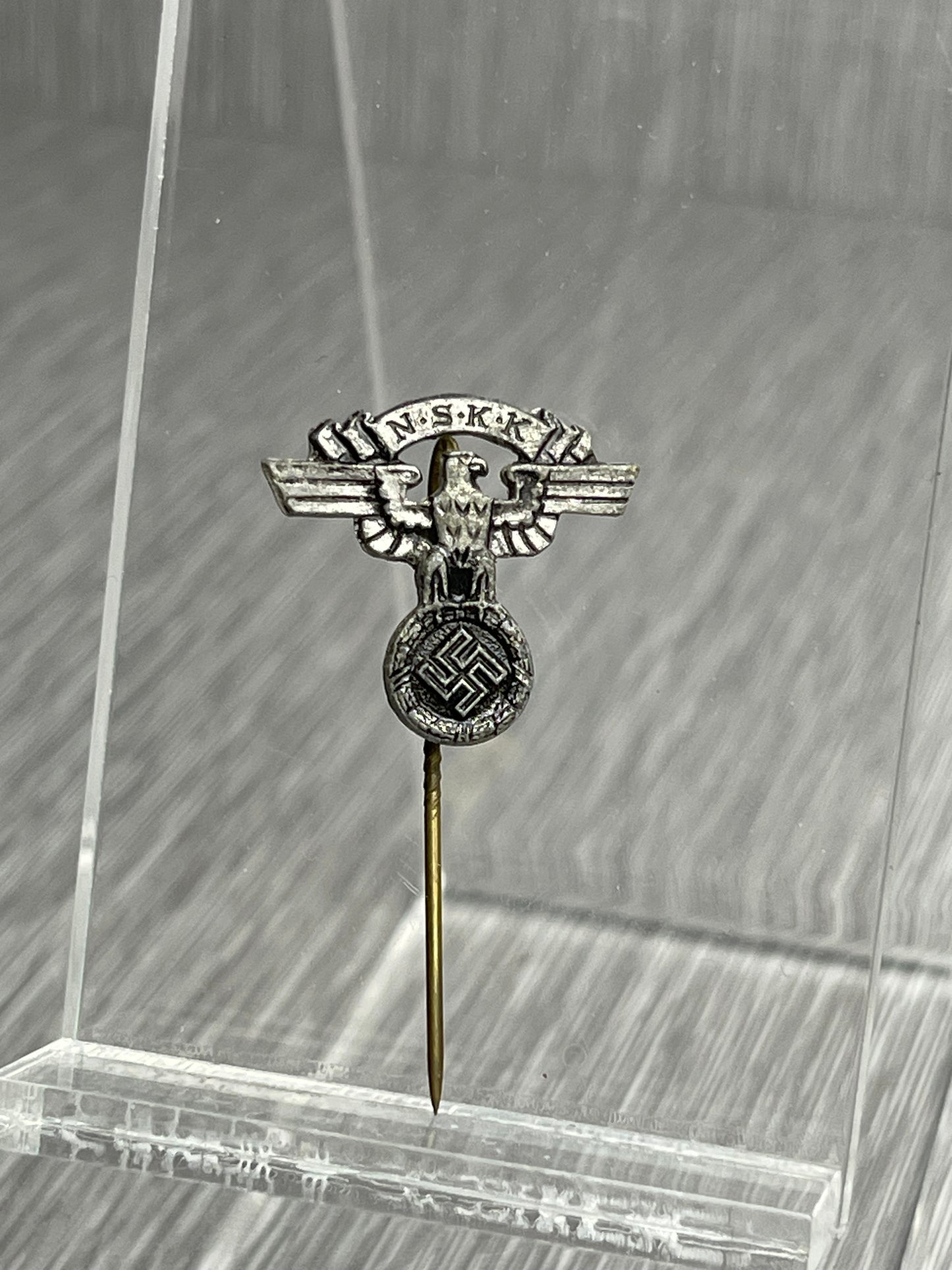 GERMAN WW2 NSKK MEMBER’S STICKPIN RZM M1/76 HILLENBRAND & BROER, LUDENSCHEID